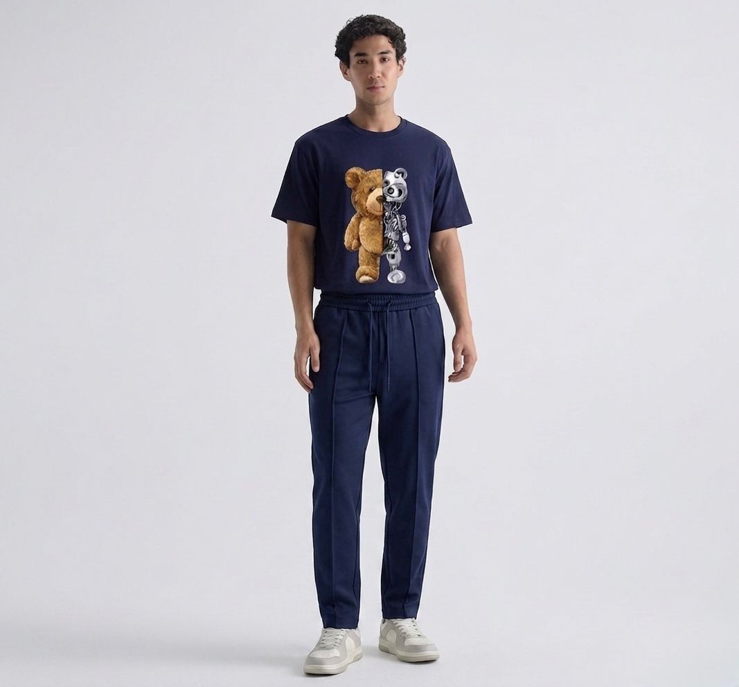 Men's Blue Dri Fit Loose Fit Trouser