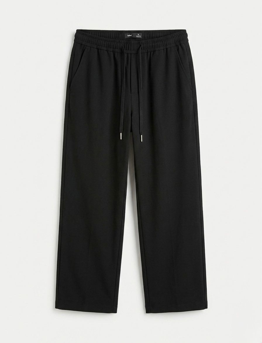 Men's Black Micro Plain Trouser
