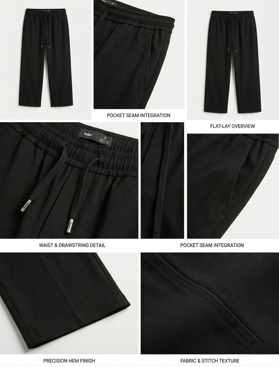 Men's Black Micro Plain Trouser