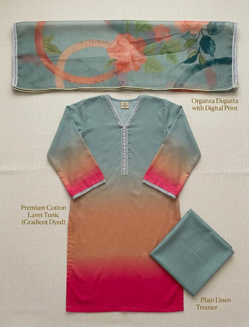 Digital Printed Long Kurta with Lace Work & Duppatta| Unstitched