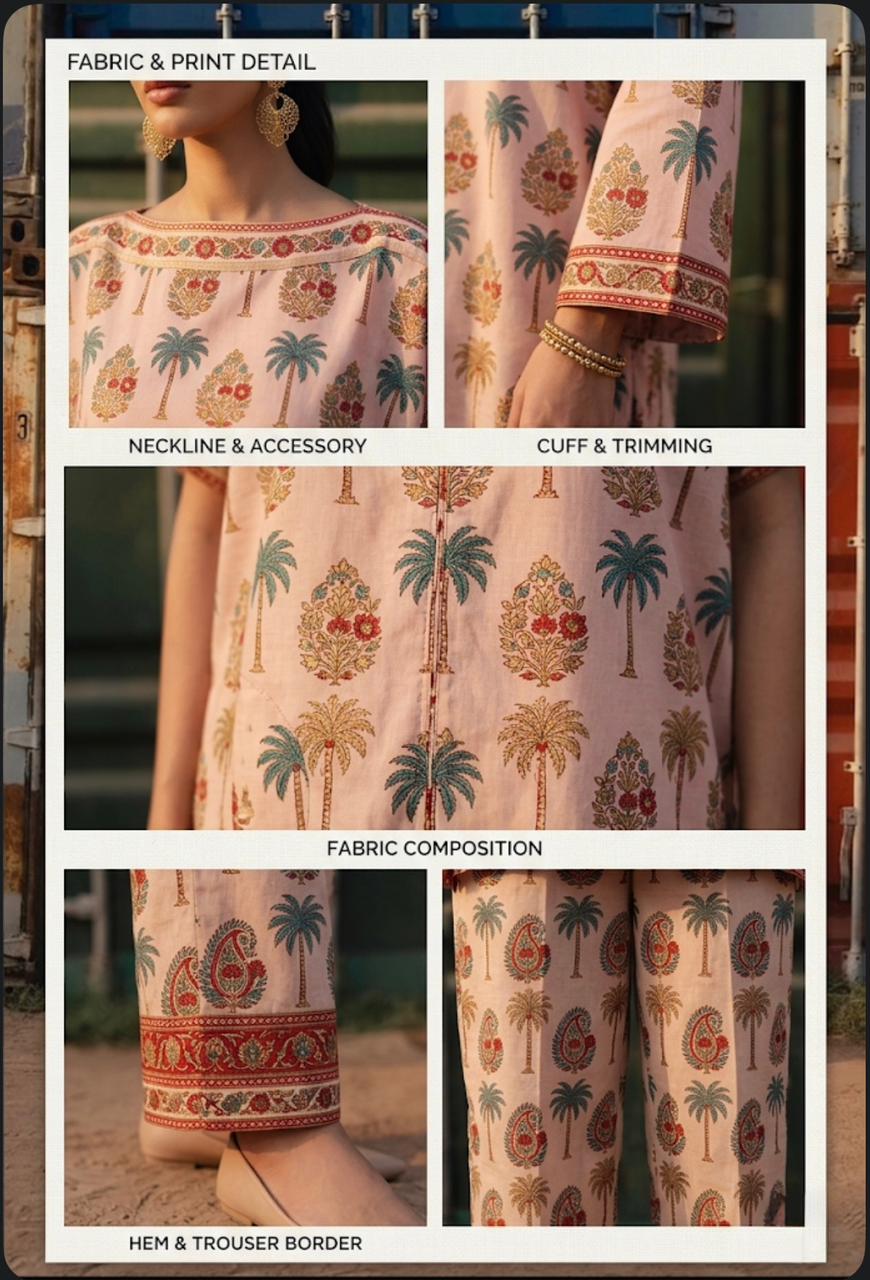 Pink Printed Khaddar 2-Piece Suit for Women